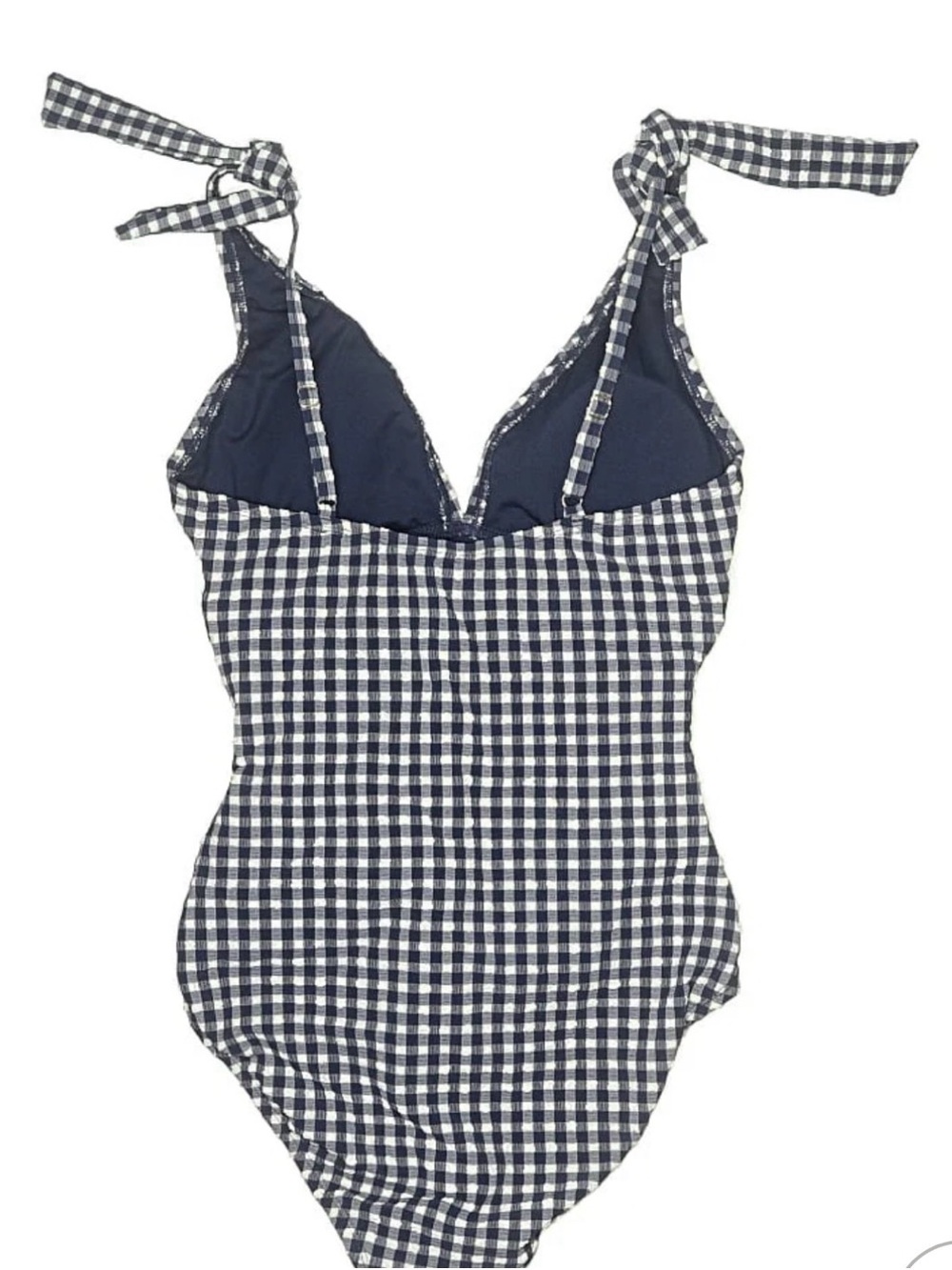 Ellen Tracy Navy and White Gingham One-Piece Swimsuit - Picture 2 of 2